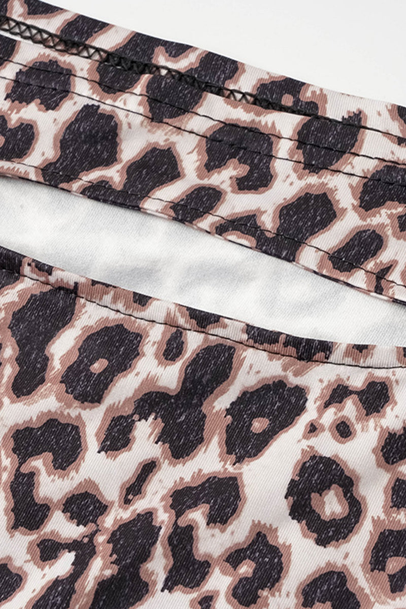 Kaynafashions - Sexy Street Animal Print Patchwork Frenulum Off the Shoulder Printed Dress Dresses(4 Colors)