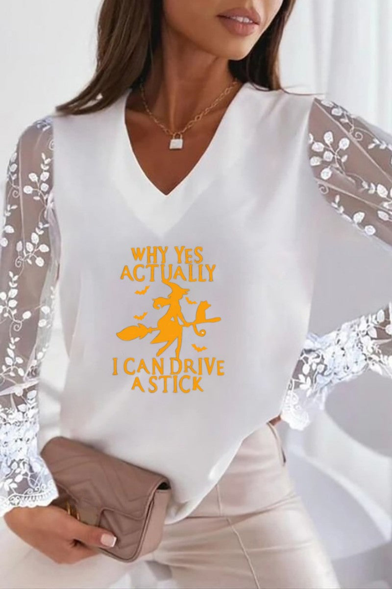 Kaynafashions - Casual Print Patchwork V Neck Tops