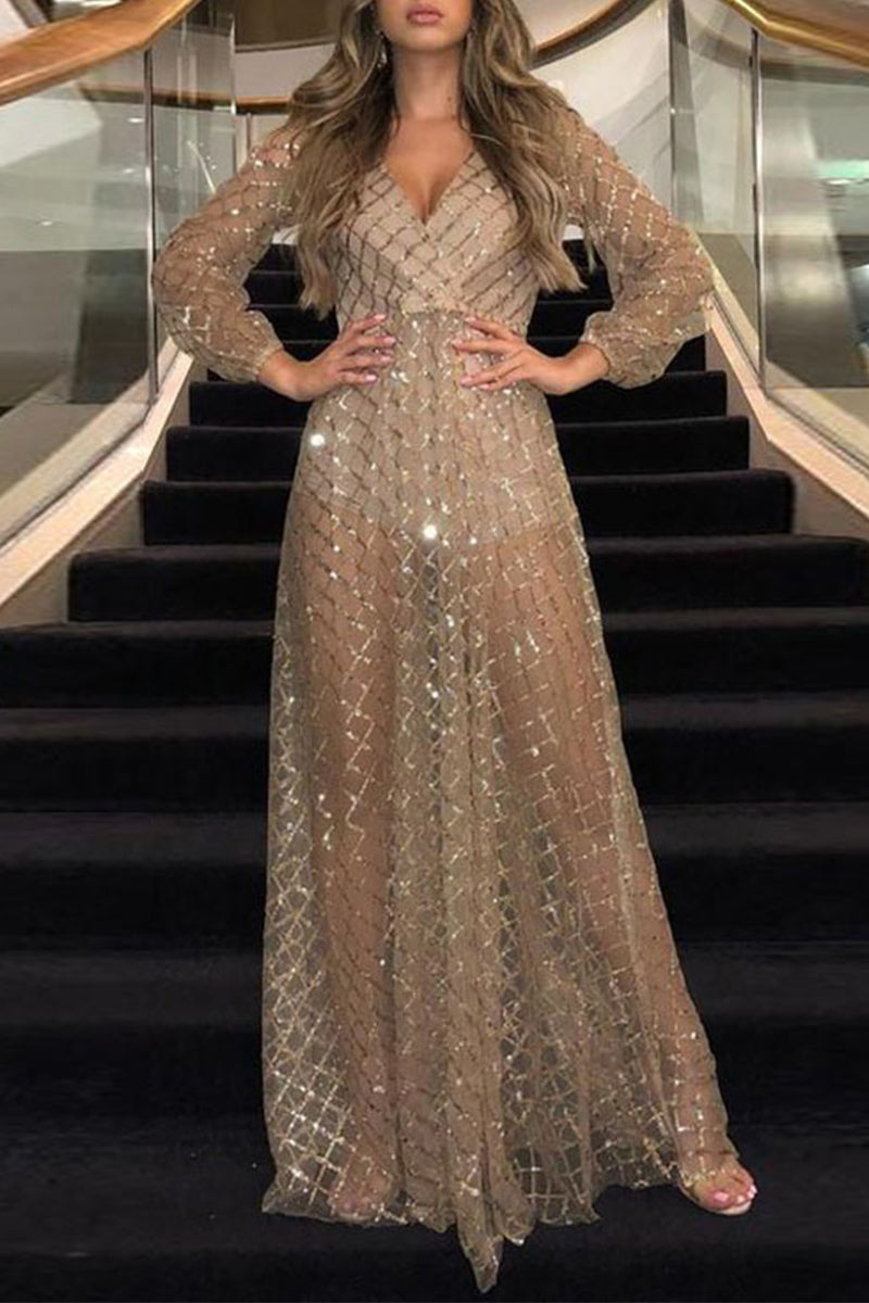 Kaynafashions - Sexy Solid Hollowed Out V Neck Waist Skirt Dresses