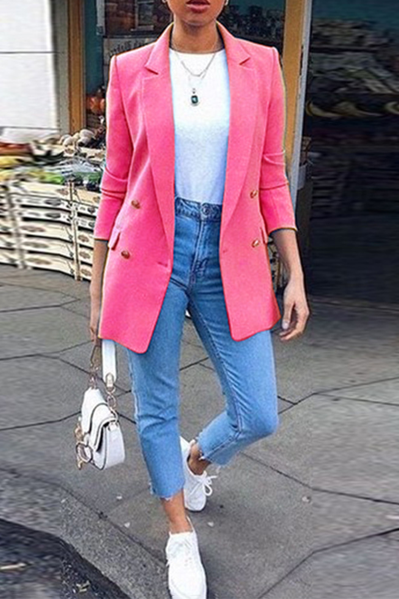 Kaynafashions - Fashion Solid Patchwork Turndown Collar Outerwear(9 colors)