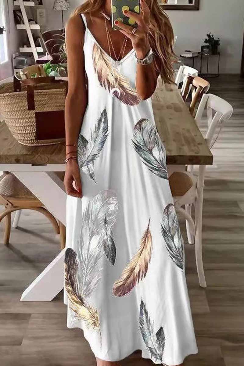 Kaynafashions - Street Print Patchwork V Neck A Line Dresses(8 Colors)