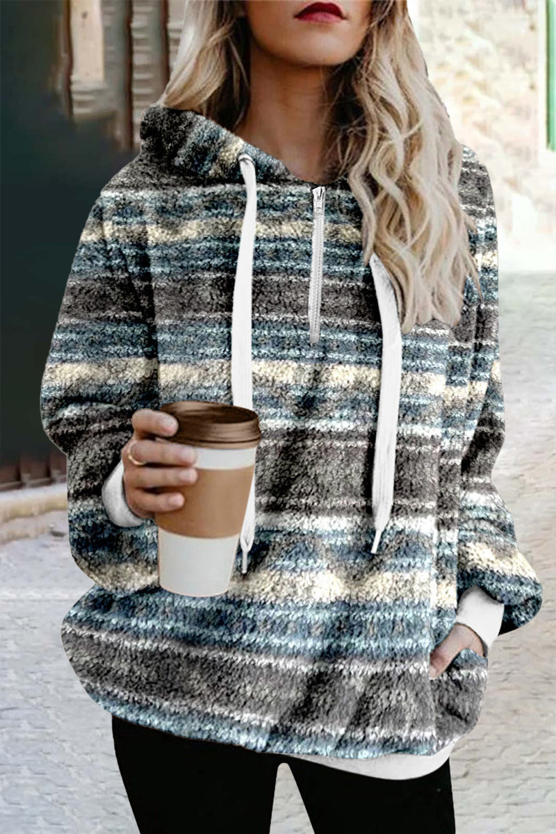 Kaynafashions - Street Print Printing Hooded Collar Tops