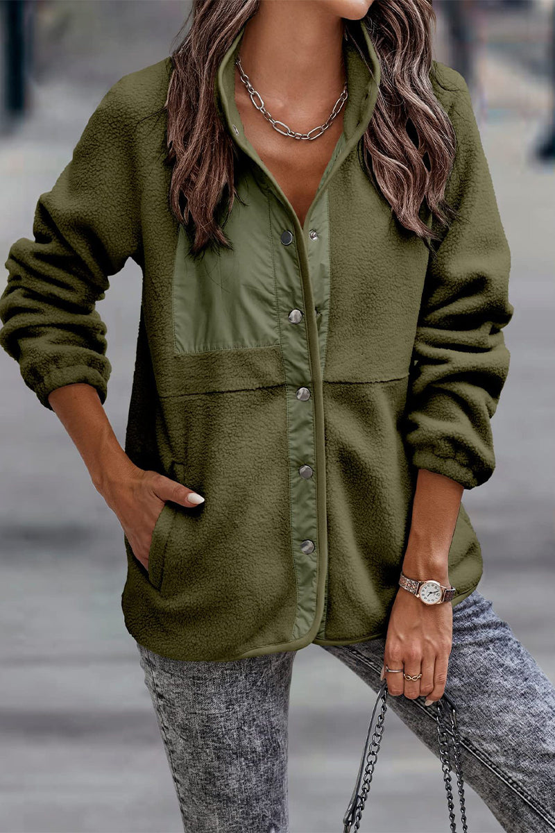 Kaynafashions - Casual Solid Patchwork Pocket Half A Turtleneck Outerwear(7 Colors)