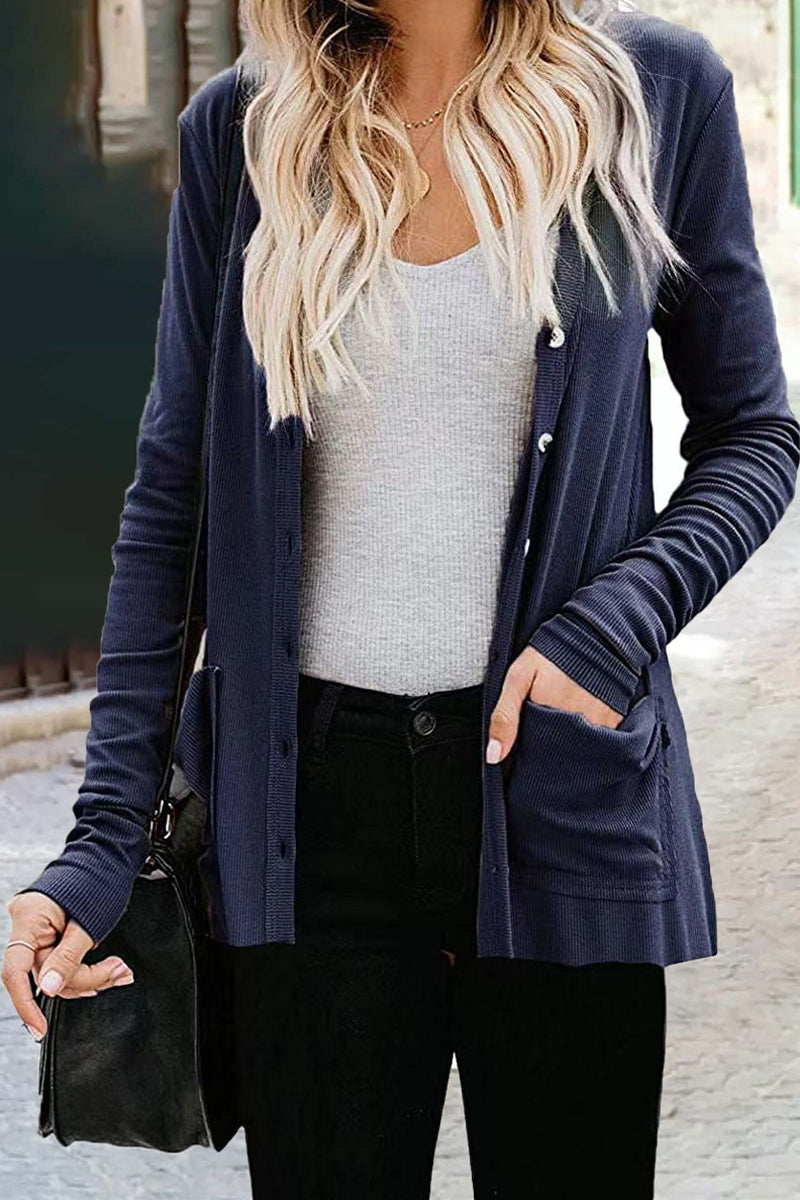 Kaynafashions - Fashion Casual Patchwork Buttons V Neck T-Shirts(6 Colors)