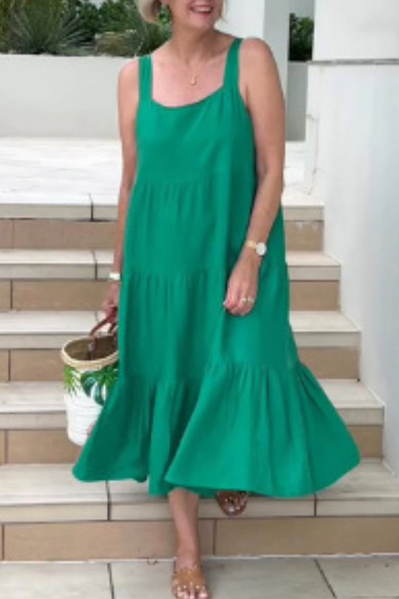 Kaynafashions - Casual Simplicity Solid Fold Cake Skirt Dresses