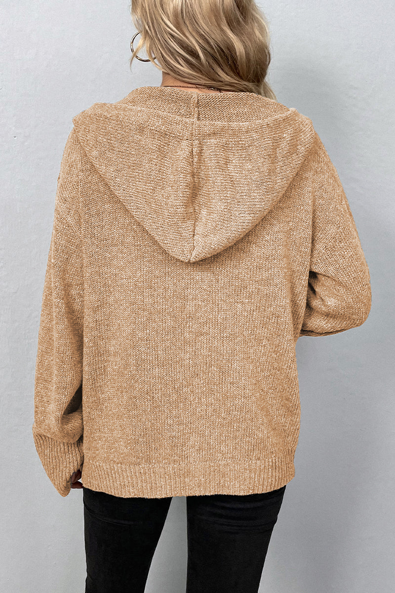 Kaynafashions - Casual Solid Buttons Hooded Collar Tops