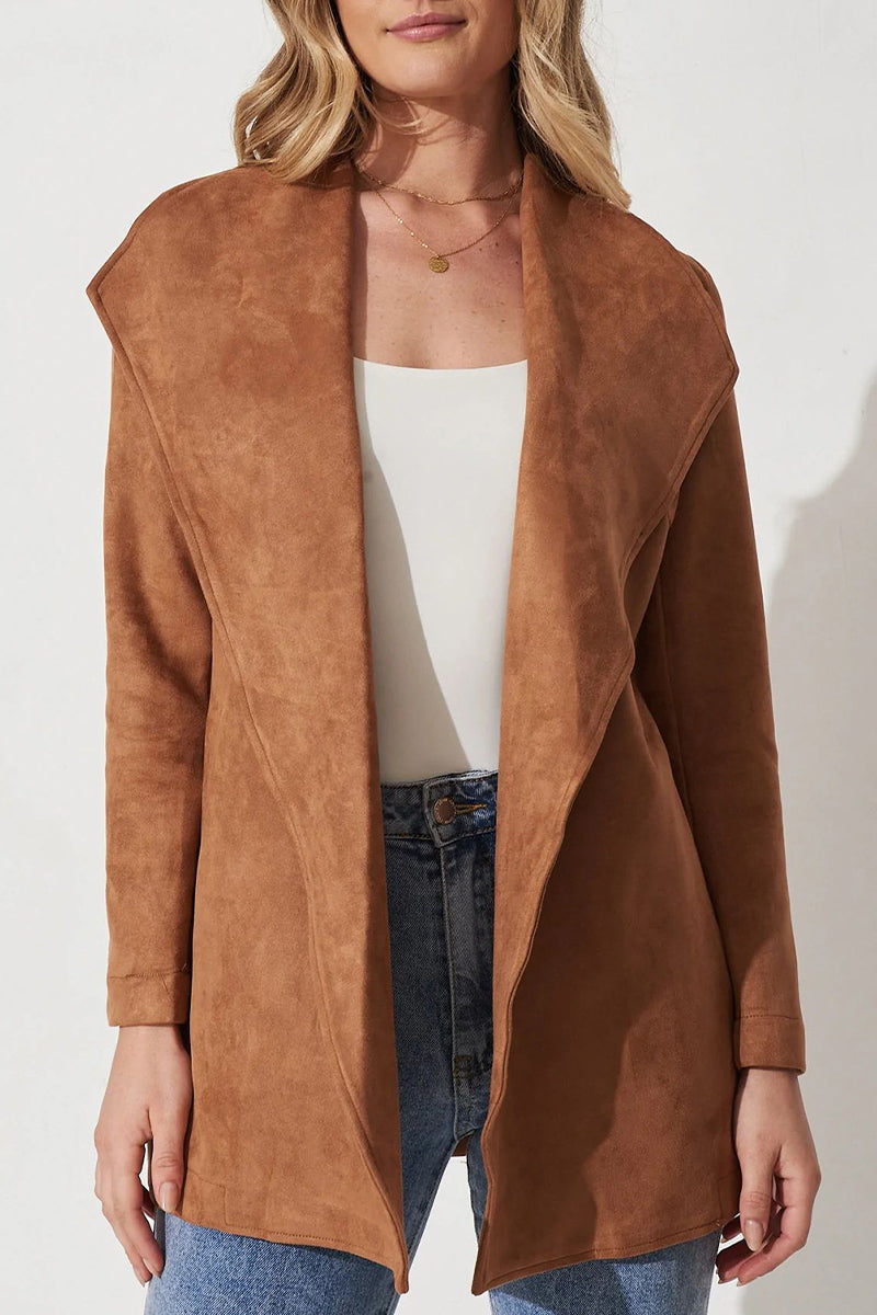 Kaynafashions - British Style Elegant Solid Patchwork Turndown Collar Outerwear