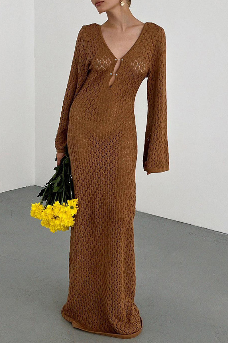 Kaynafashions - Sexy Solid Hollowed Out Swimwears Cover Up