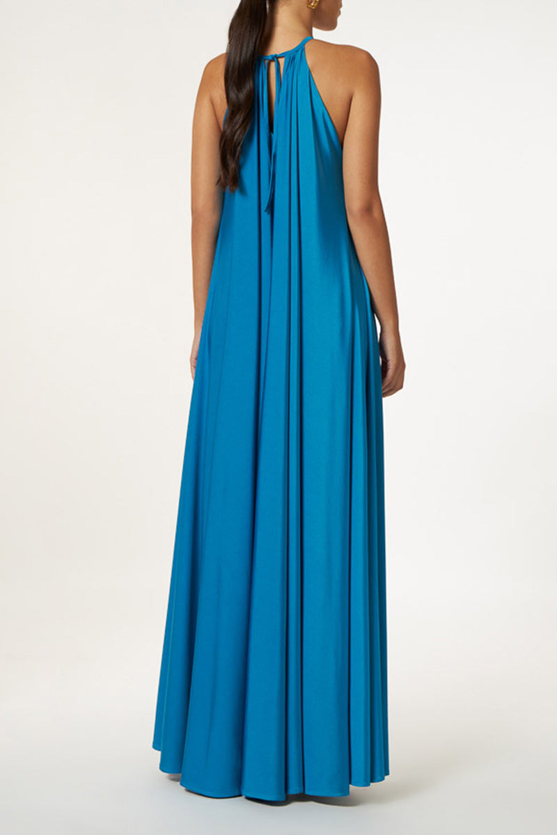 Kaynafashions - Casual Simplicity Solid Patchwork Halter A Line Dresses(4 Colors)
