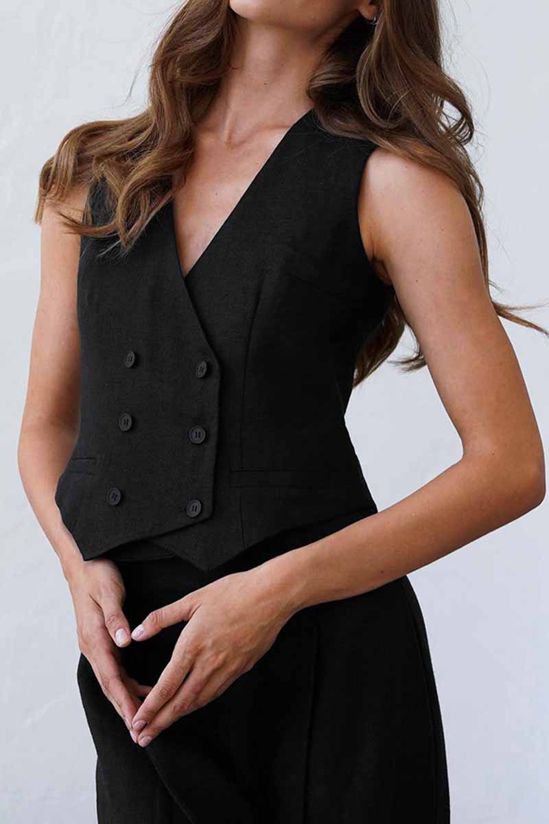 Kaynafashions - Casual Solid V Neck Sleeveless Two Pieces