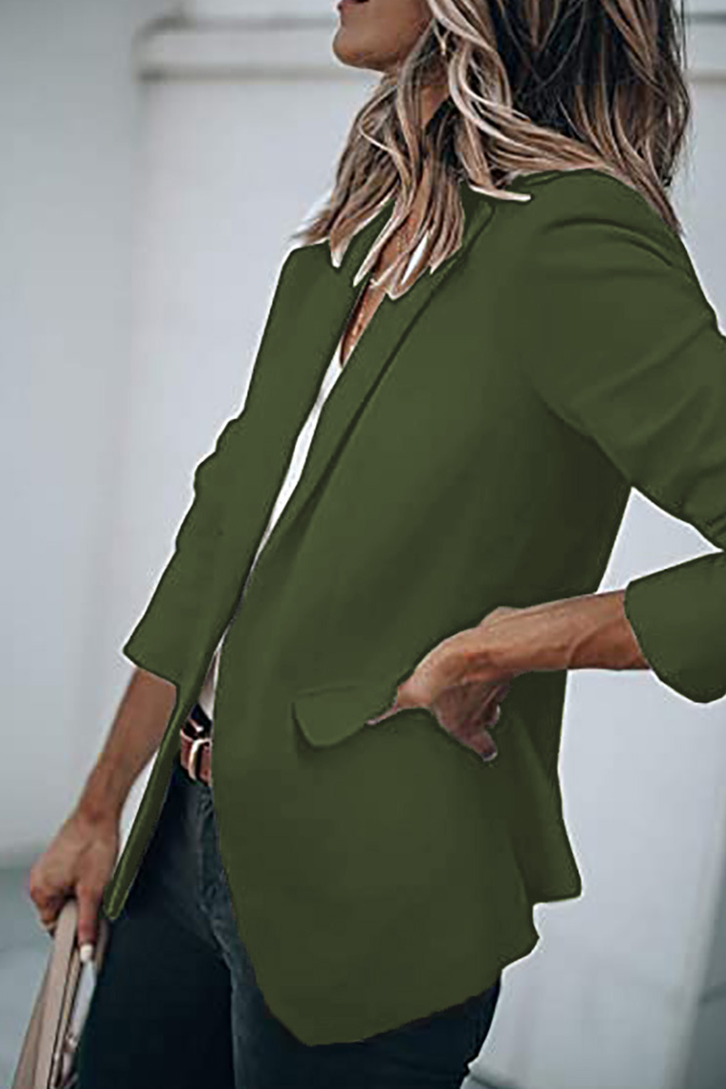 Kaynafashions - Fashion Solid Patchwork Turndown Collar Outerwear(11 colors)