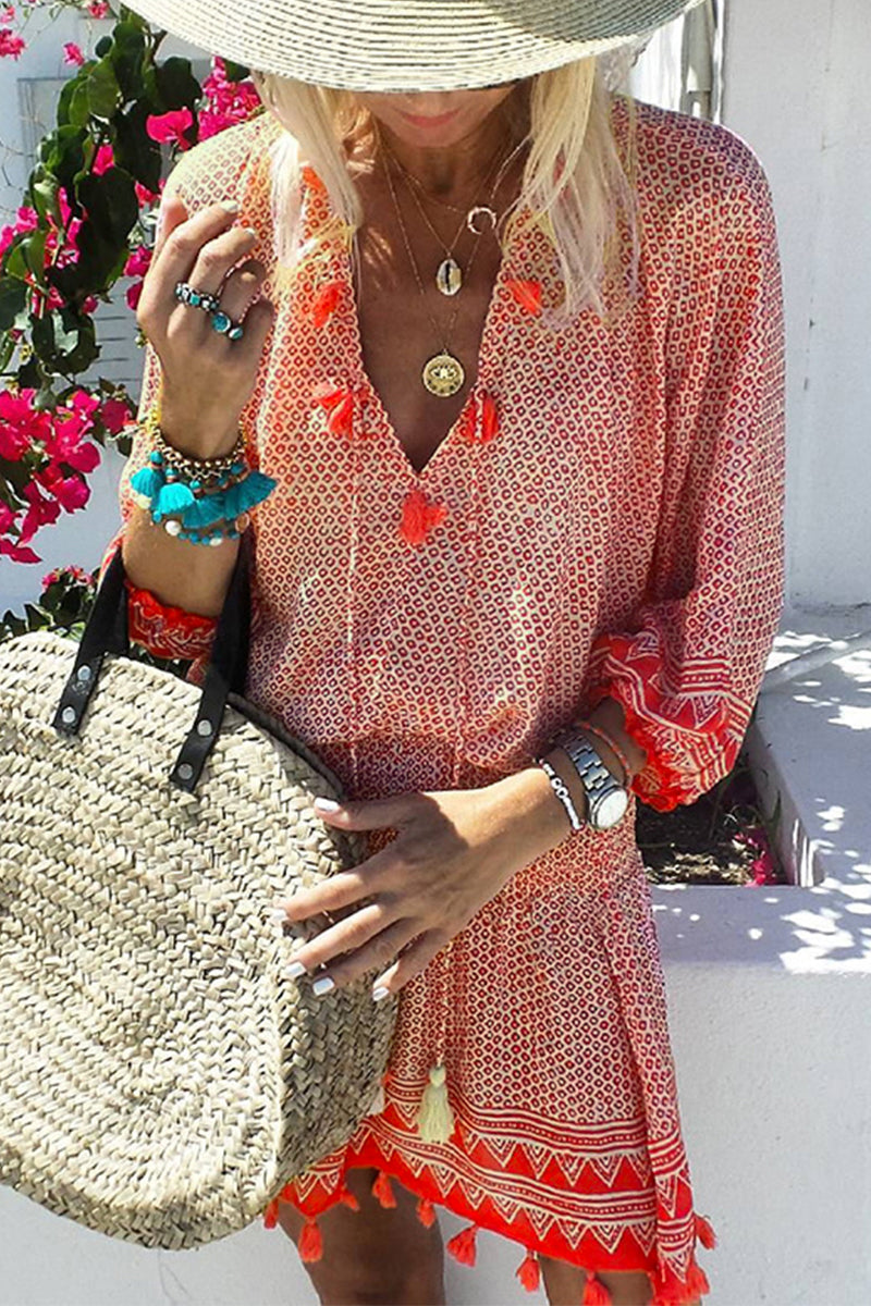 Kaynafashions - College Vacation Solid Patchwork V Neck A Line Dresses