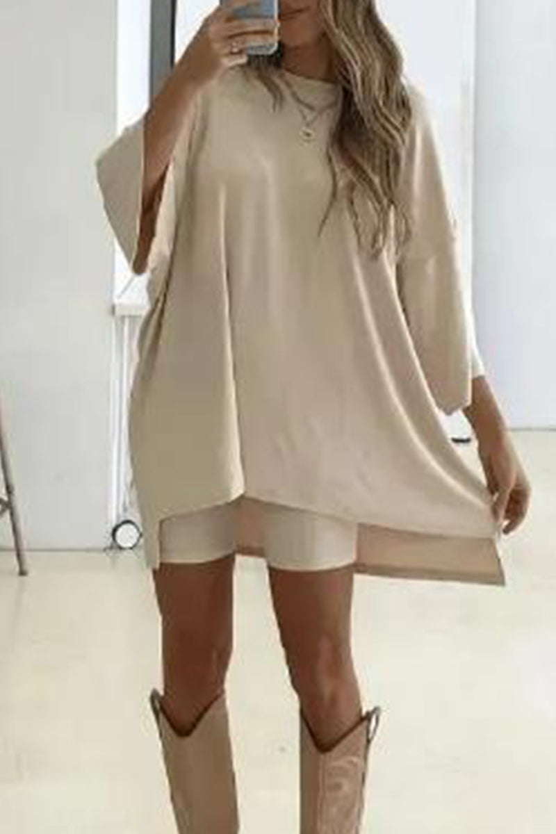 Kaynafashions - Casual Simplicity Solid O Neck Three Quarter Two Pieces