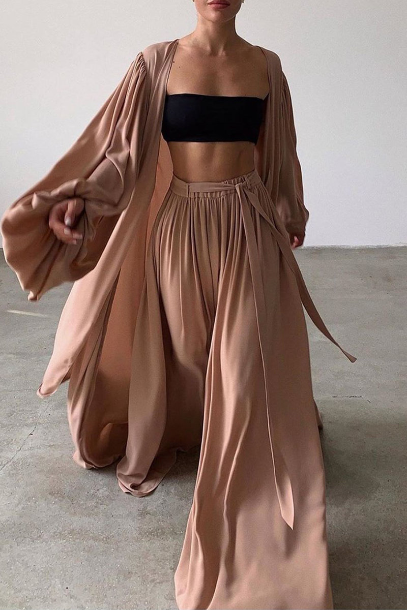 Kaynafashions - Fashion Casual Solid With Belt Strapless Three Pieces(4 colors)