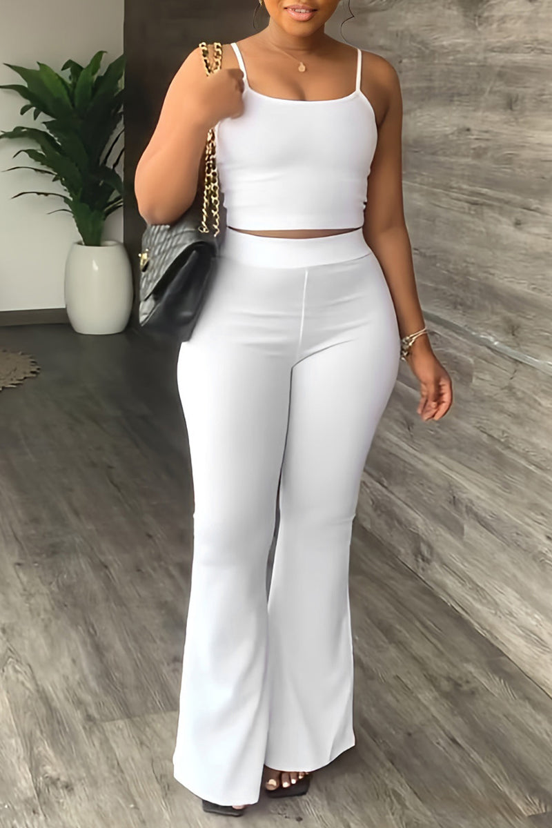 Kaynafashions - Casual Simplicity Solid Backless U Neck Sleeveless Two Pieces(4 Colors)