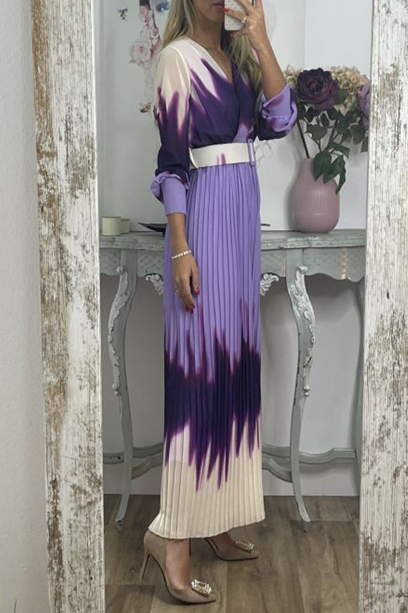 Kaynafashions - Elegant Color Block With Belt Contrast V Neck Jumpsuits