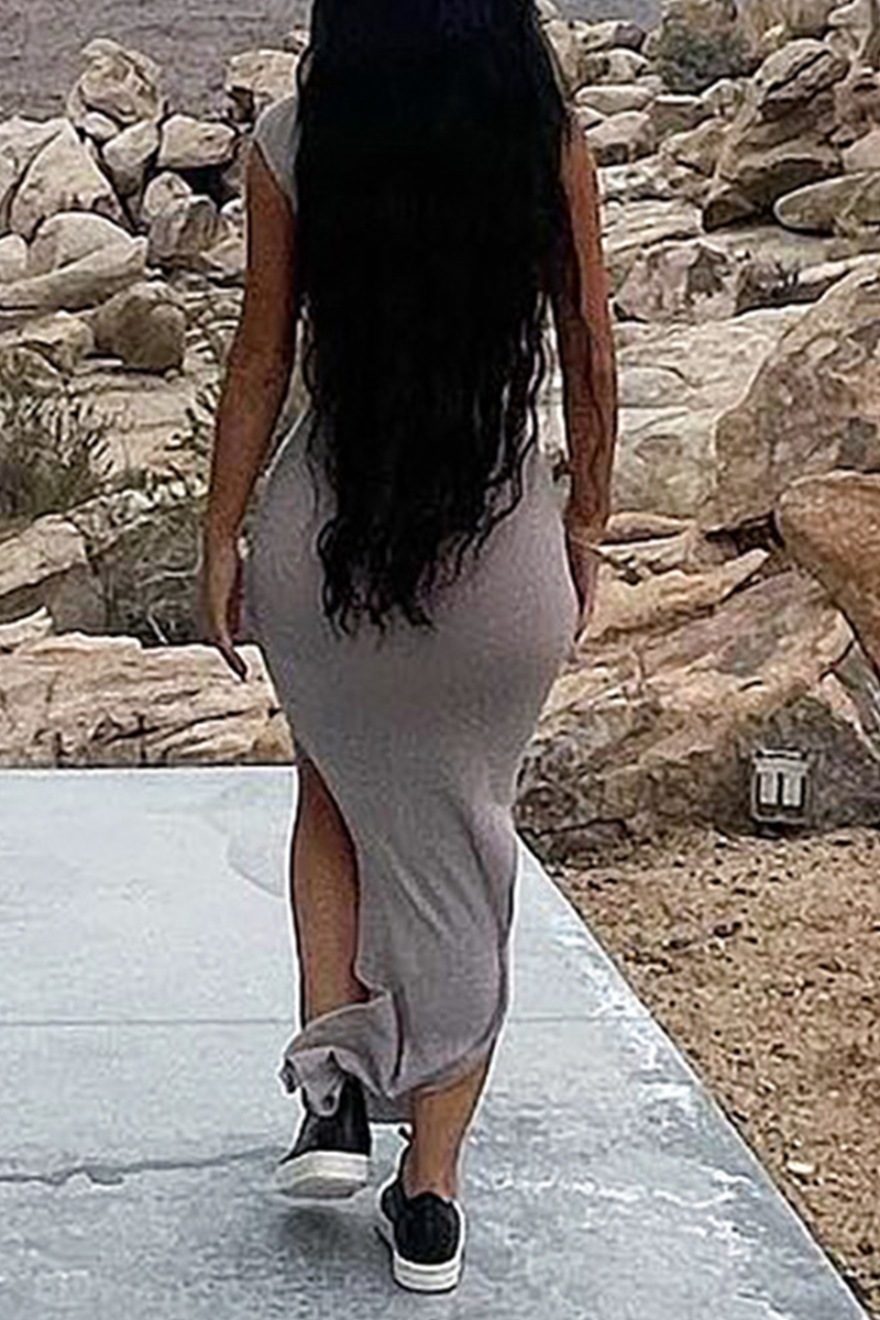 Kaynafashions - Fashion Solid Slit One Shoulder Pencil Skirt Dresses