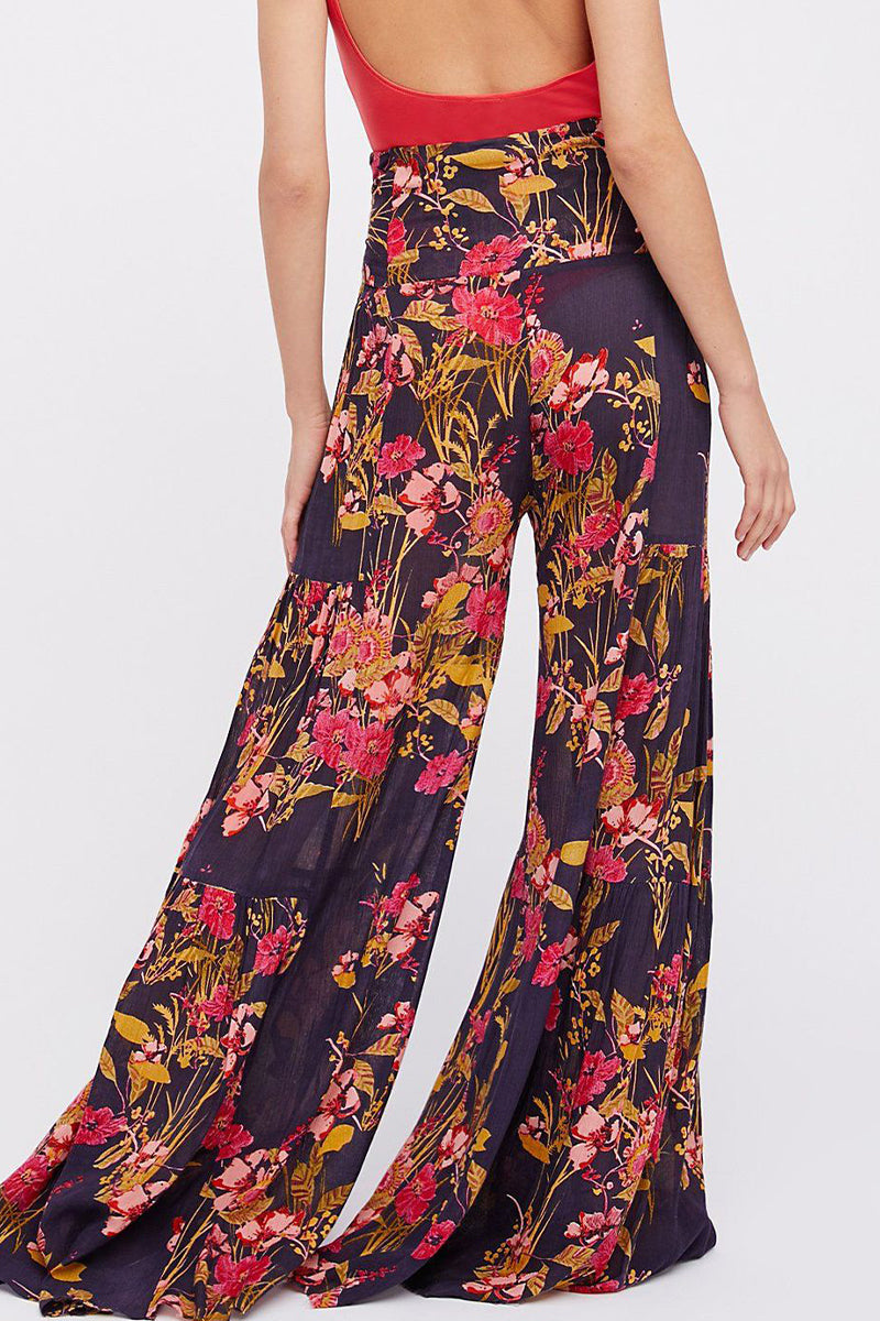 Kaynafashions - Casual Street Print Fold Loose High Waist Wide Leg Bottoms(21 Colors)