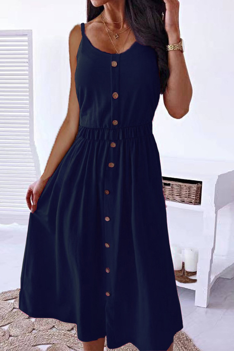 Kaynafashions - Casual Solid Patchwork Spaghetti Strap Cake Skirt Dresses(6 colors)