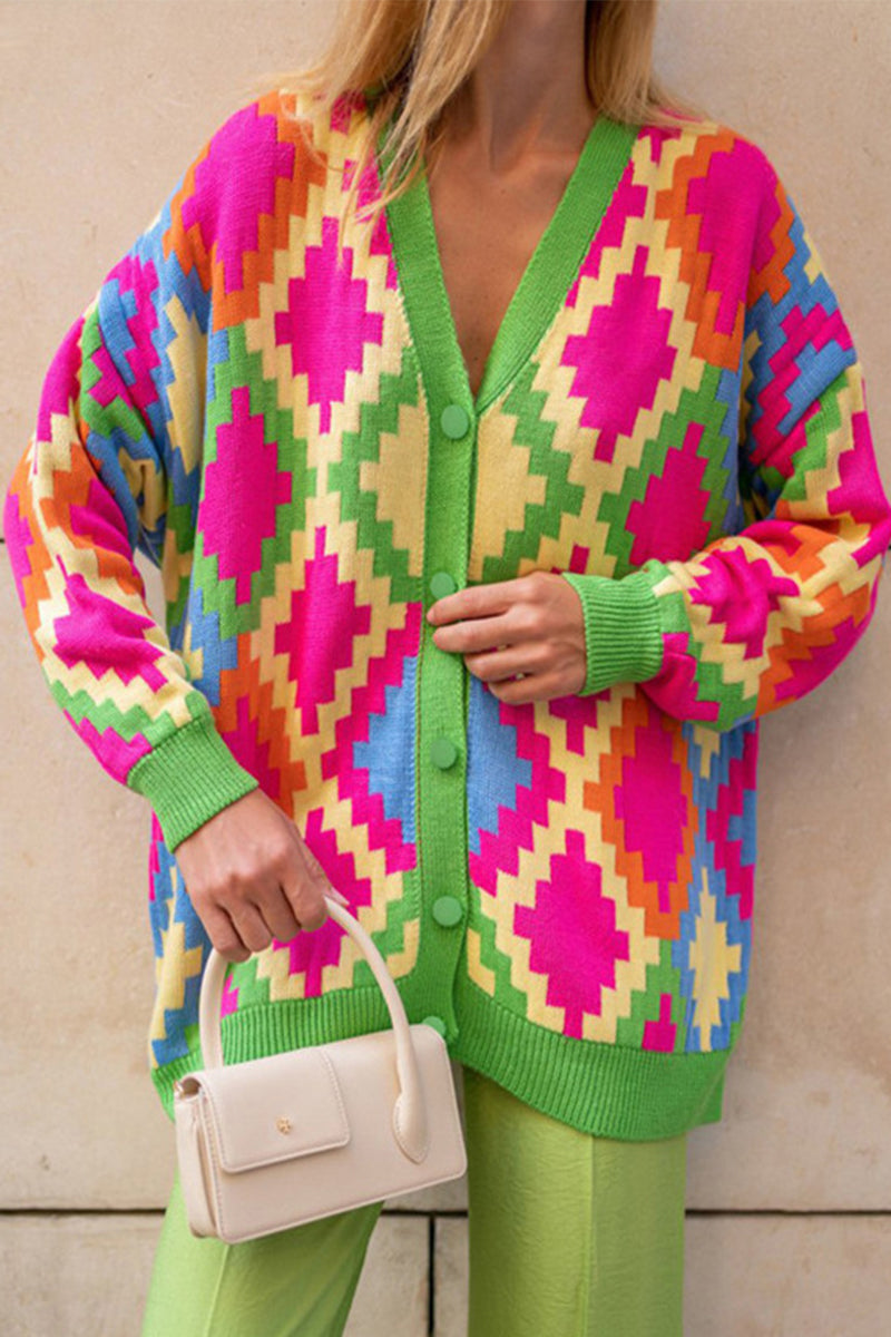 Kaynafashions - Casual Plaid Contrast V Neck Tops