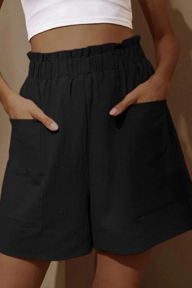 Kaynafashions - Fashion Casual Solid Pocket Loose High Waist Wide Leg Bottoms
