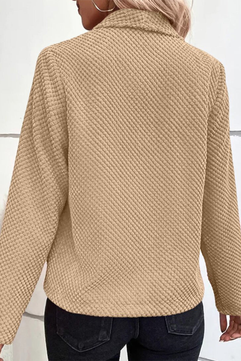 Kaynafashions - Casual Simplicity Solid Turndown Collar Outerwear