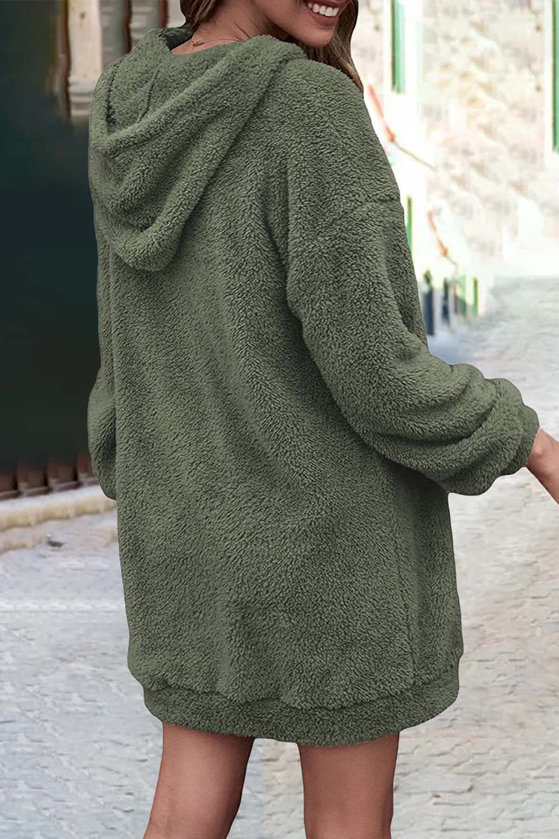 Kaynafashions - Fashion Solid Patchwork Hooded Collar Tops(6 Colors)