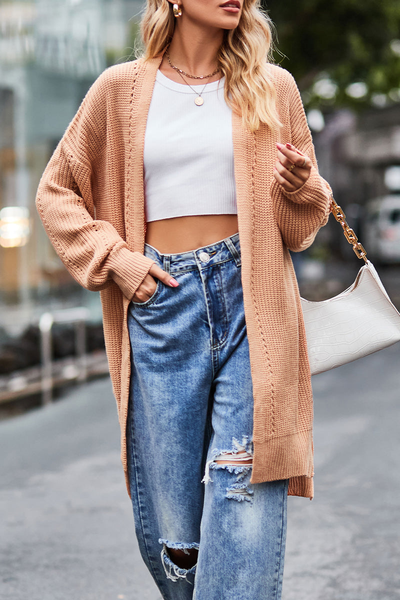 Kaynafashions - Street Solid Pocket Cardigan Collar Tops