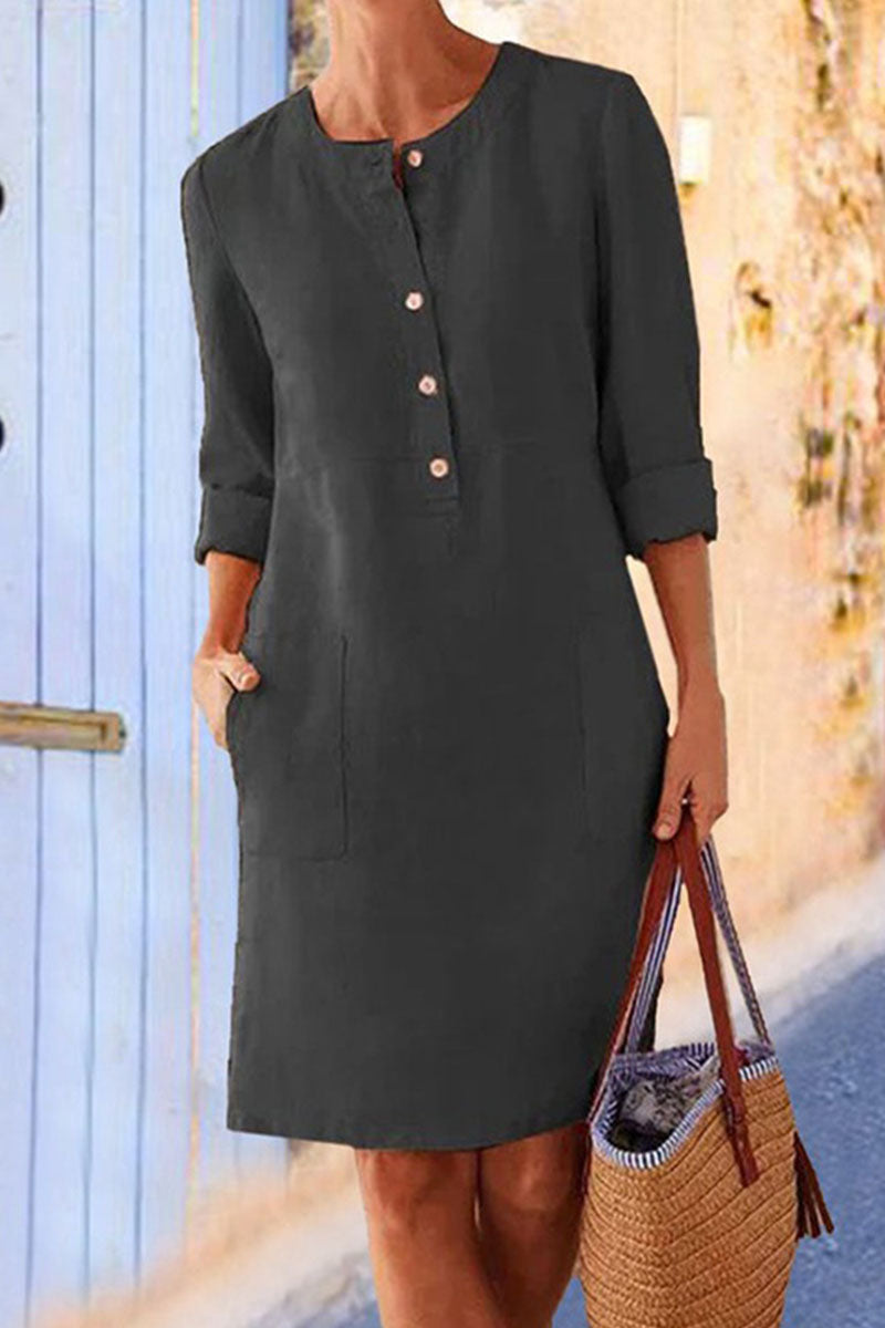 Kaynafashions - Fashion Street Solid O Neck A Line Dresses