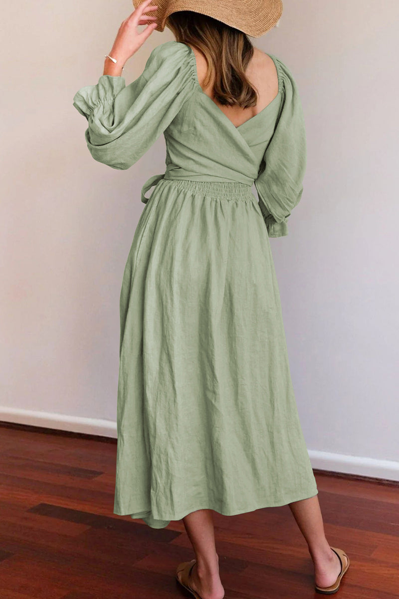 Kaynafashions - Elegant Solid Flounce Square Collar A Line Dresses(5 Colors)