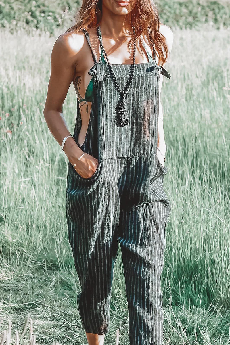 Kaynafashions - Casual Street Striped Pocket Loose Jumpsuits(3 Colors)