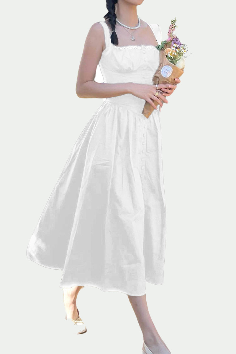 Kaynafashions - Elegant Solid Patchwork U Neck Sling Dress Dresses