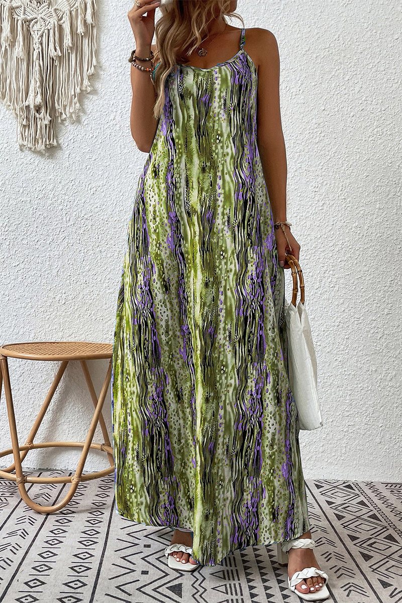 Kaynafashions - Casual College Print Patchwork O Neck Sling Dress Dresses
