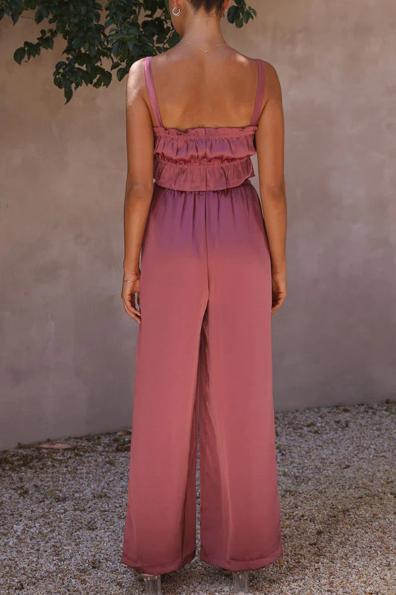 Kaynafashions - Celebrities Elegant Solid Flounce Square Collar Sleeveless Two Pieces