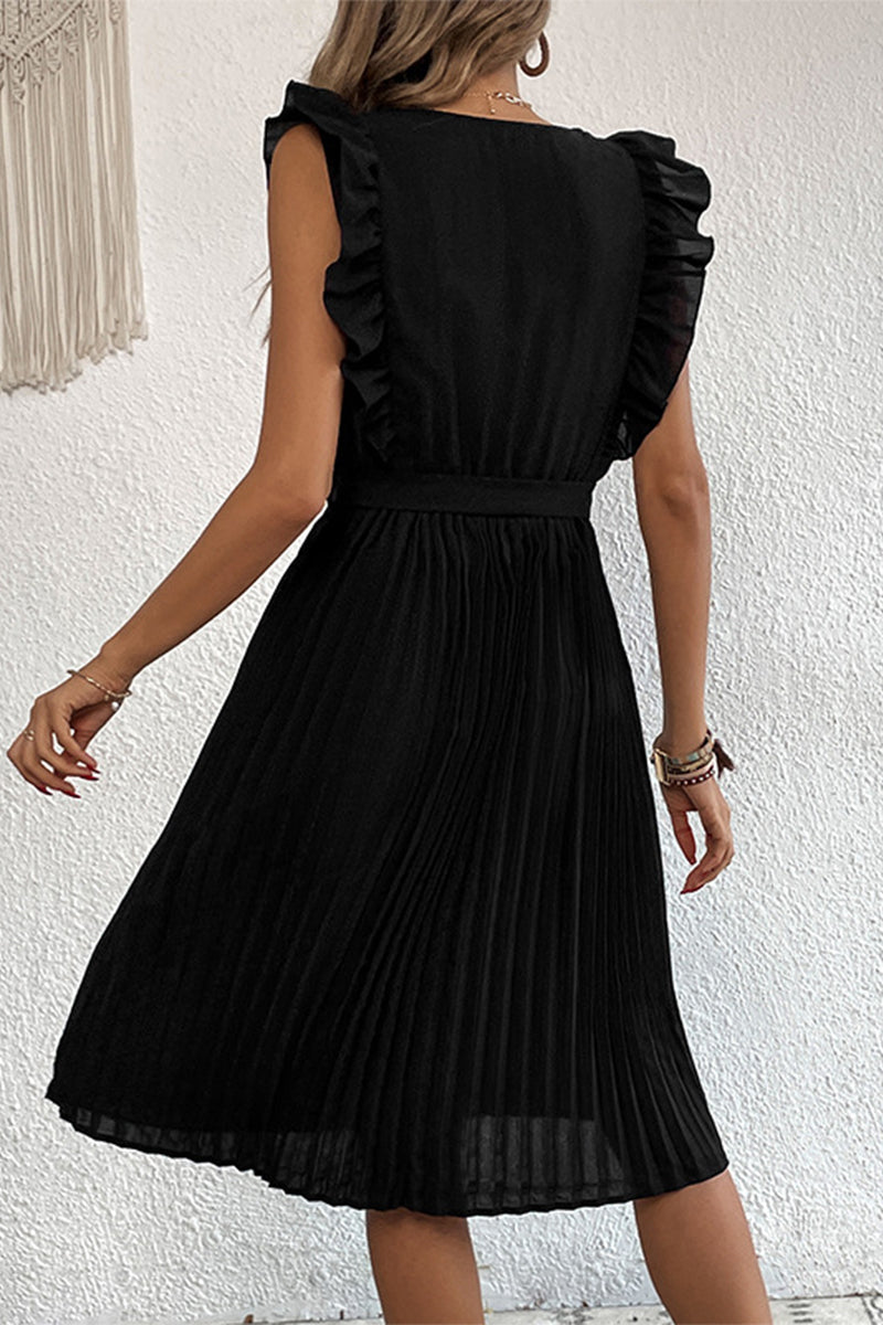 Kaynafashions - Casual Elegant Solid Frenulum V Neck A Line Dresses