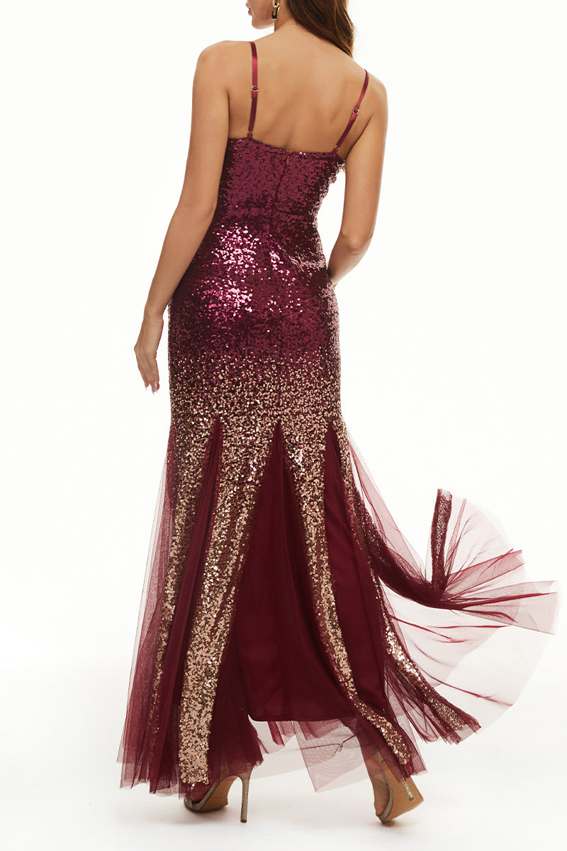 Kaynafashions - Sexy Formal Gradual Change Sequins V Neck Evening Dress Dresses(4 Colors)