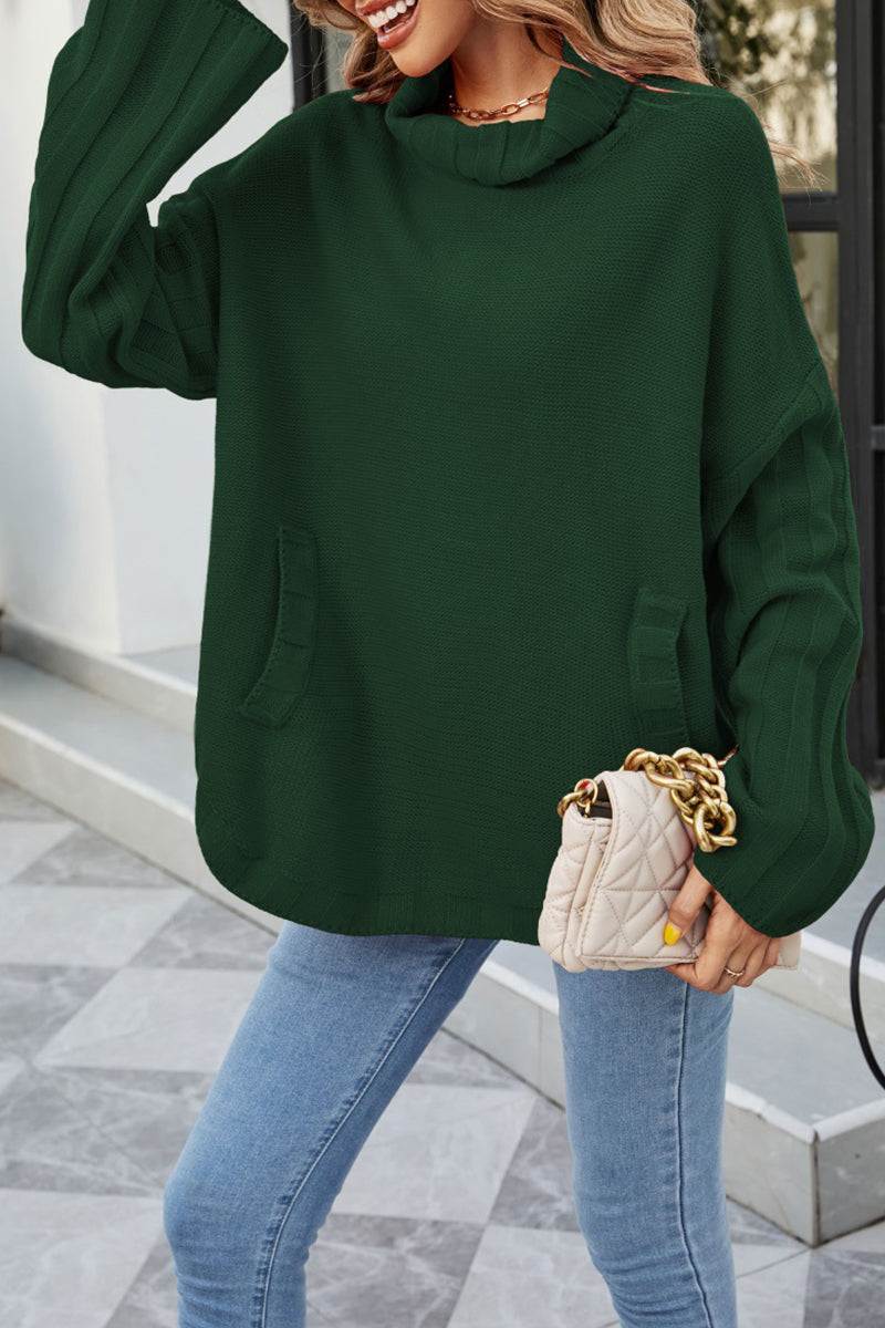 Kaynafashions - Fashion Casual Solid Patchwork Turtleneck Sweaters(5 Colors)