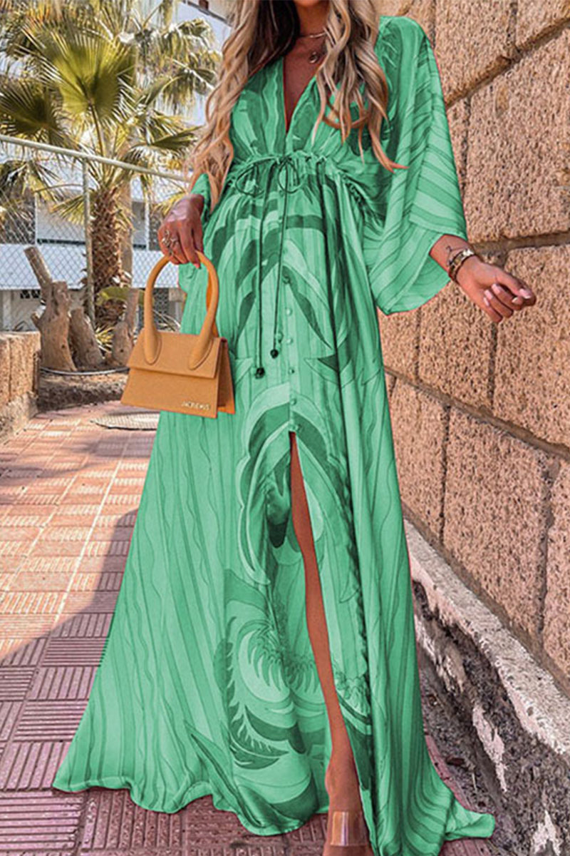 Kaynafashions - College Vacation Print Frenulum Beach Dress Dresses(6 Colors)