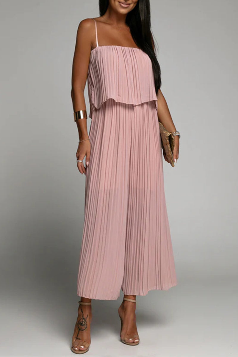 Kaynafashions - Casual Simplicity Solid Fold Strapless Loose Jumpsuits(3 Colors)