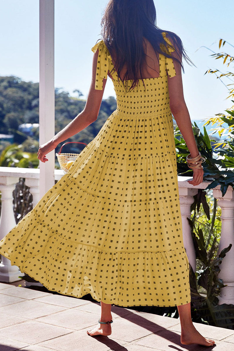 Kaynafashions - Fashion Street Dot Patchwork Spaghetti Strap Printed Dresses(22 Colors)