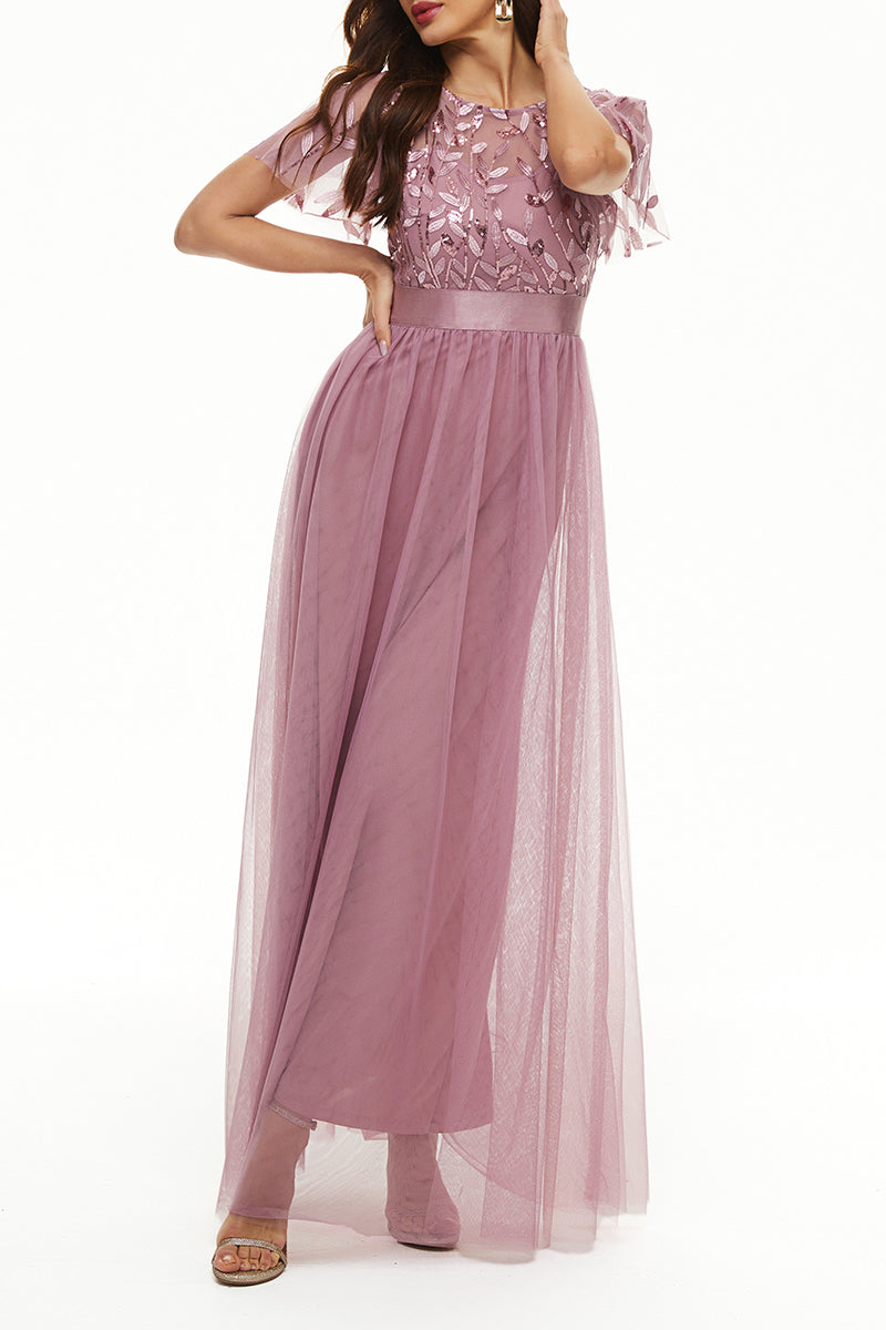 Kaynafashions - Elegant Formal Patchwork Zipper O Neck Ball Gown Dresses