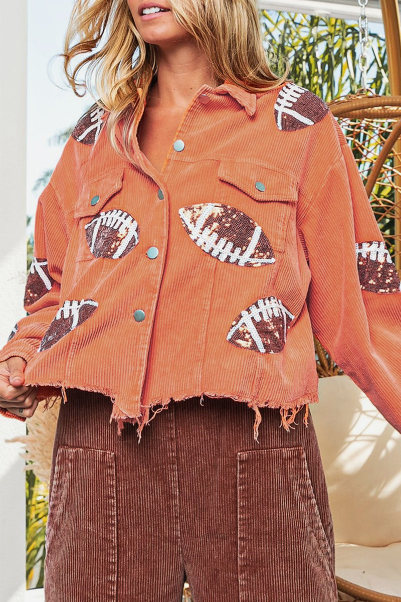 Kaynafashions - Elegant Solid Sequins Make Old Turndown Collar Outerwear