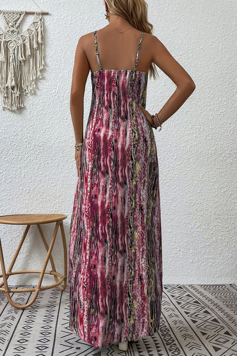 Kaynafashions - Casual College Print Patchwork O Neck Sling Dress Dresses