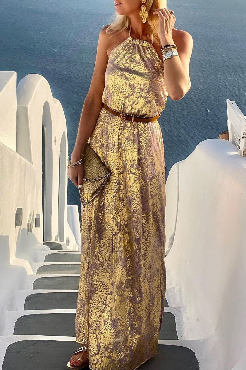 Kaynafashions - Elegant Vacation Backless Without Belt Halter A Line Dresses(6 Colors)