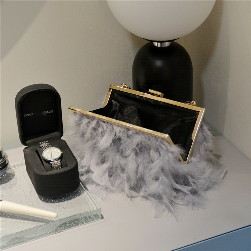 Kaynafashions - Daily Party Patchwork Feathers Chains Pearl Bags