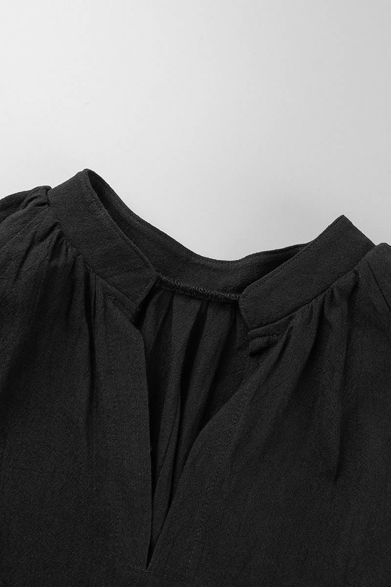 Kaynafashions - Casual Solid Flounce Fold V Neck Tops(5 Colors)