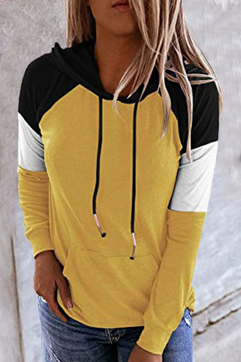 Kaynafashions - Fashion Casual Solid Patchwork Hooded Collar Tops(12 colors)