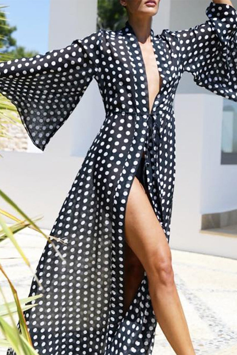 Kaynafashions - Sexy Vacation Polka Dot Patchwork Swimwears Cover Up