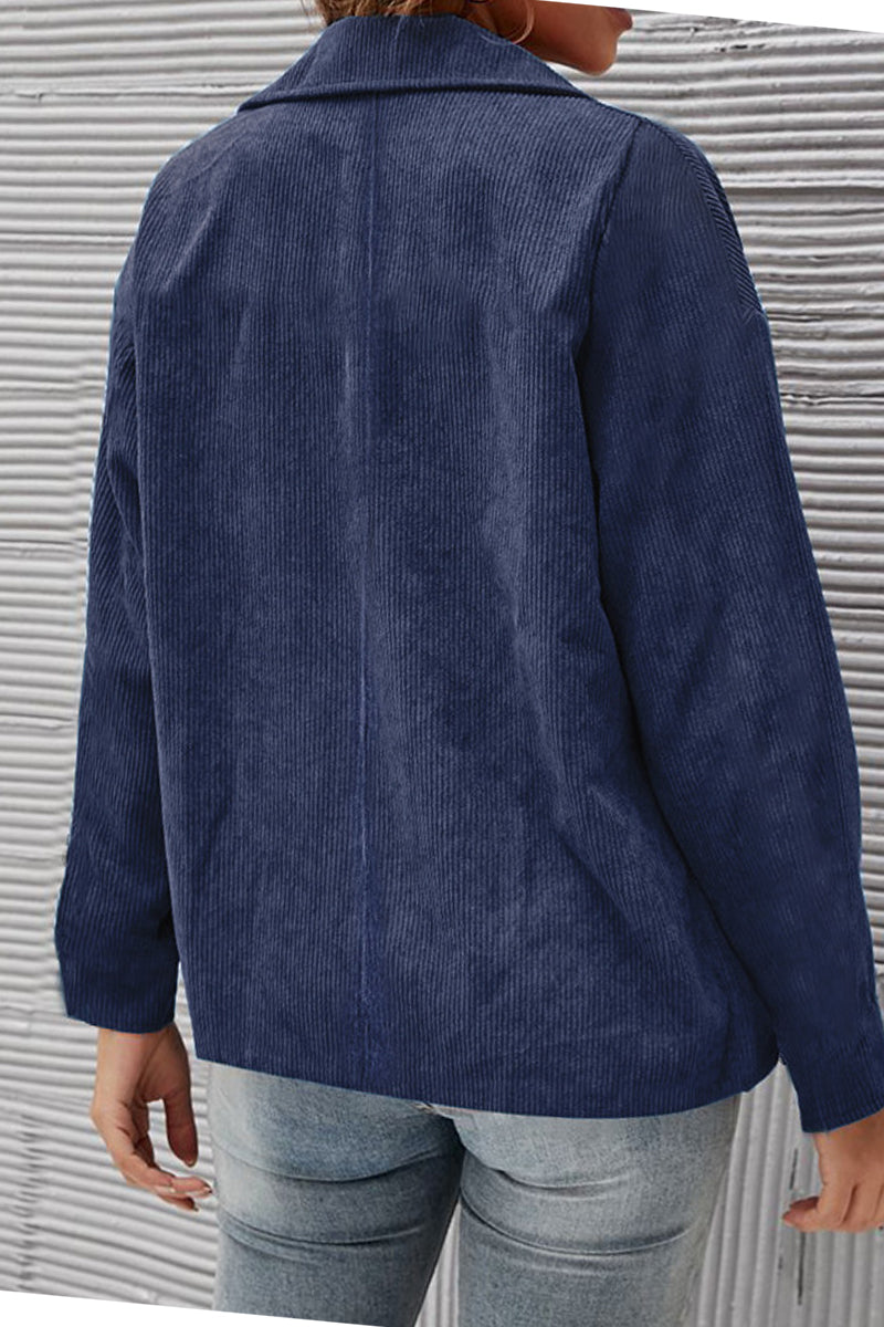 Kaynafashions - Solid Patchwork Turndown Collar Outerwear(10 Colors)