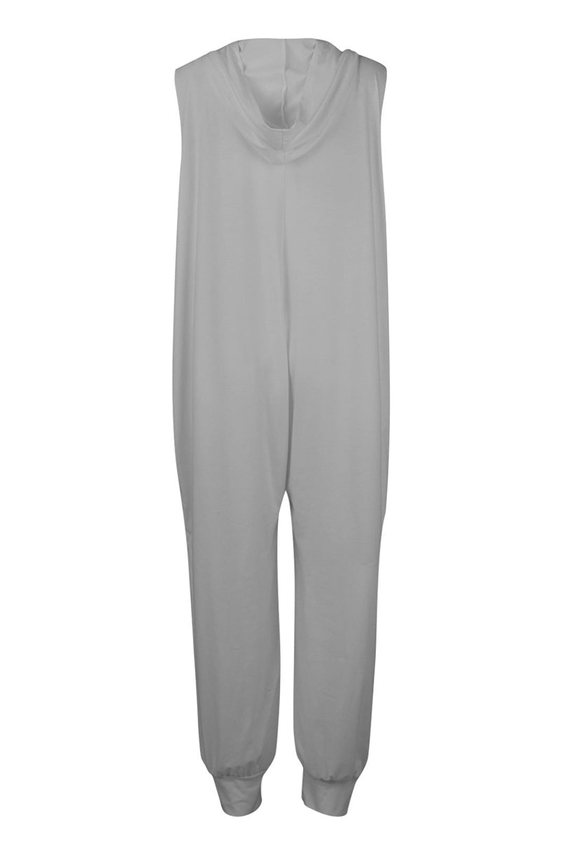 Kaynafashions - Casual Solid Buckle Hooded Collar Loose Jumpsuits(10 Colors)